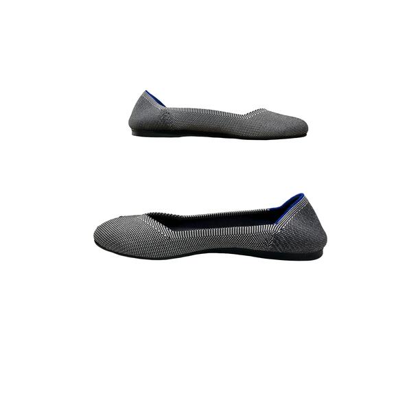 Rothy’s The Flat Navy & White Herringbone Knit Ballet Flats Size Round Toe 9.5 - Picture 9 of 9